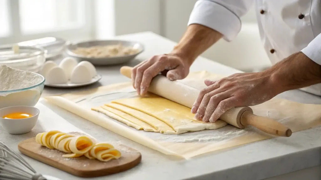 Laminating dough for Swiss gipfeli